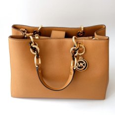 Michael Kors Cynthia Leather Medium Satchel - Peanut