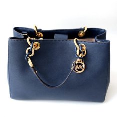 Michael Kors Cynthia Medium Saffiano Leather Satchel (Navy)