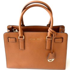 Michael Kors Dillon Medium Saffiano Leather Satchel Luggage - Cokelat