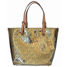 Michael Kors Jet Set Item Mk Signature Mirror Metallic Tote Pale Gold IFS00068652 (Intl)