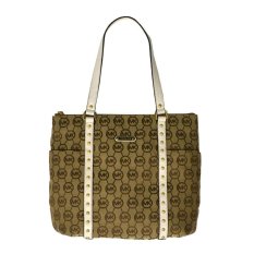 Michael Kors Jet Set Stud Handbag Large Top Zip Tote in Beige Ebony Vanilla I527XO55Q7Z (Intl)