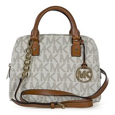 Michael Kors Jet Set Travel Signature Vanilla Leather Satchel IFS000127675 (Intl)