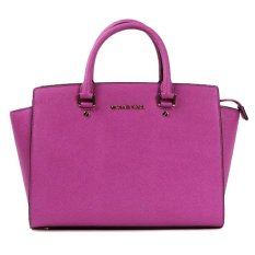 Michael Kors Selma Handbag Large Satchel East West Leather Tote Fuchsia IFS00068942 (Intl)