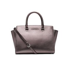 Michael Kors Selma Large Top Zip Satchel Nickel Leather IFS000201957 (Intl)