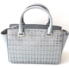 Michael Kors Selma Perforated Medium Satchel (Dusty Blue)