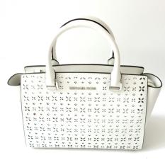 Michael Kors Selma Perforated Medium Satchel (Optic White)