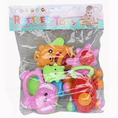 MOMO Baby Rattle Playset 55005C / 55005D - Mainan Bayi 5 Pcs