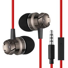 Moonar 3.5mm Plug Metal Worm Gear Bass Wire In-ear Super Bass Earphones with Microphone (Red) - Intl