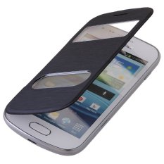Moonmini Case for Samsung Galaxy S3 III I9300 + Screen Protector + Stylus Pen (Black) Flip Case Cover Protective Shell with View Window