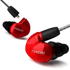 Moxpad X6 In-ear sport Earphones with Mic for iPhone Samsung,Mobile Cell Phones,Replacement Cable+Noise Isolating Headphone (Red)- Intl