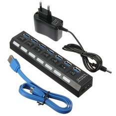 New 7 Port USB 3.0 High Speed Hub On/Off Switch and UK/EU/US AC Power Adapter EU (Intl)