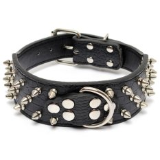 New Adjustable Multi-color Spiked Studded PU Pet Dog Collars For Large Breeds XS Black Crocodile- Intl