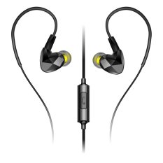 New in-ear Headsets Hi-Fi Headphones Diamond Double Unit Sport Running Headphone Studio Music with Microphone (Black) - Intl