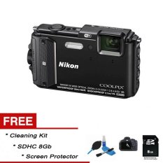 Nikon Coolpix AW130 - 16 MP - Hitam + Gratis SDHC 8gb + Screen Protector + Cleaning Kit