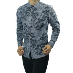Odza Batik Pria Lengan Panjang Slim Fit - Abu-abu