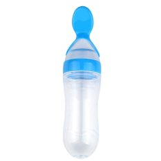 Okdeals Baby Infant Silica Gel Feeding Bottle Spoon Food Supplement Rice Cereal Bottle Blue (Intl)