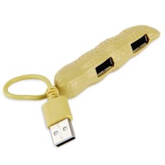 Peanut Shape 4 Ports USB 2.0 Hub for Hard Disk Driver Phone Laptop Tablet PC Card Reader Mice Keyboard (Yellow) (Intl)