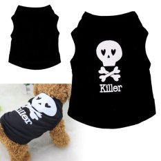 Pet Puppy Summer Shirt Small Dog Cat Pet Clothes Cool Skull Vest T Shirt Cotton Black XS