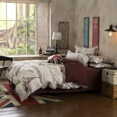 polyester &cotton bedding set doona duvet cover set Full Twin Queen size home bed set include One Quilt cover one flat sheet Two pillowcase (Intl)