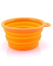 Portable Pet Dog Bowl Silicone Collapsible Feeding Water Feeder Bowl Dish for Travel , Orange (Intl)
