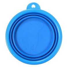 Portable Pet Folding Dog Cat Feeding Water Food Holder Collapsible Bowl Travel Blue