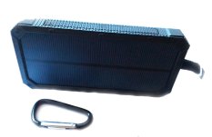 Power Bank Solar Charge Tenaga Surya Shock Proof for Camping and Outdoor Activity Real 10000 mAh - Hitam Militer