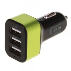 Powerfully Charging Series 5.1A 3-USB Car Charger Adapter with 900cm USB Charging Cables for iPhone 5S / 4S / Samsung (12-24V) Black & Green