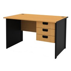 Prissilia Meja Kantor Necro Office Desk 120 w/ 3 Drawers Beech