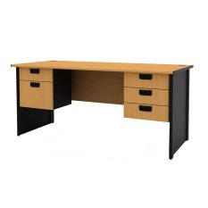 Prissilia Meja Kantor Necro Office Desk 160 w/ 2 3 Drawers Beech