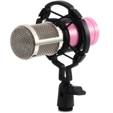 Professional Condenser Sound Recording Microphone With Shock Mount For PC Laptop Pink Intl