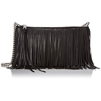 minkoff new black fringed large finn clutch os minkoff new black fringed large finn clutch os