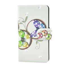 Rhinestone Colorful Butterfly Design Card Slot Magnetic PU Leather Flip Case Cover Compatible For LG Optimus L9 P760 P765