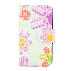 Rhinestone Colorful Flower Design Card Slot Magnetic PU Leather Flip Case Cover Compatible For LG Optimus L9 P760 P765