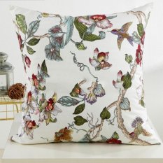 Ropalia Floral Print Cushion Cover Durable Square Pillow Case Home Decor White
