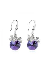 S & F SF80887Qs Flower Dream Austria Crystal Earrings Purple Violet