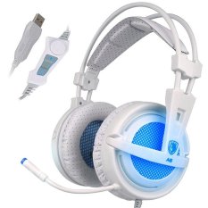 SADES USB PC Gaming Headset 7.1 Surround Sound Stereo Gaming Headphone Headband with High Sensitivity Microphone Volume Control Breathing LED Lights for PC Game (White) - Intl