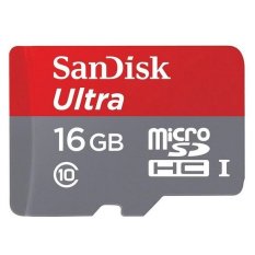 SanDisk Ultra MicroSDHC 80MB/s 16GB Class 10 UHS-1 With Micro SDHC - SD Card Adapter - Red-Grey