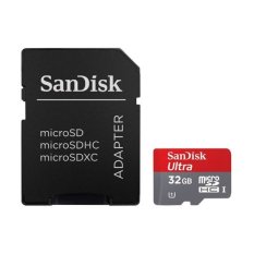 SanDisk Ultra MicroSDHC 80MB/s 32GB Class 10 UHS-1 With Micro SDHC - SD Card Adapter - Red-Grey