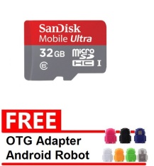 SanDisk Ultra MicroSDHC Card Class 10 80MB/s - 32 GB + Gratis OTG Adapter Android Robot Warna Random