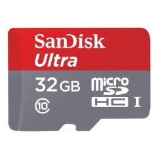 SanDisk Ultra microSDHC UHS-I Card with Adapter 32GB Speed 80 MB/s Class10- Merah & Abu-abu