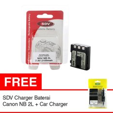 SDV Canon Baterai Kamera NB-2L SDV - 2100 mAh + Free Canon Charger Baterai NB 2L SDV + Car Charger