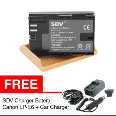SDV Untuk Canon Baterai Kamera Wireless LP-E6 - 2100 mAh + Gratis Charger Baterai Canon LP-E6 + Car Charger