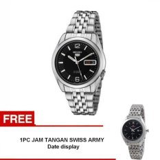 Seiko 5 AUTOMATIC SNK393K1 - Jam Tangan Pria - Silver - Stainless Steel + Free Swiss army watch