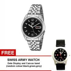 Seiko 5 AUTOMATIC SNK393K1 - Jam Tangan Pria - Silver - Stainless Steel + Free Swiss army watch - Random Colour