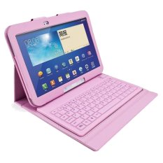 Silica Gel Bluetooth Keyboard and Holster Cover for Samsung Tab.3 10.1 Inch (Pink) - Intl