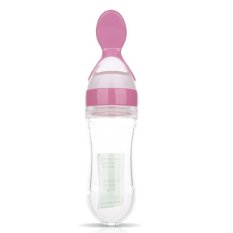 Silicone Baby Feeding Bottle With Squeeze Spoon Silica Gel Spoon For Rice Cereal Food Supplement Pink- Intl