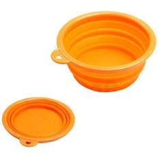 Silicone Collapsible Dogs Feeding Bowl(Orange) (Intl)