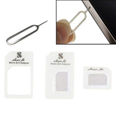 Sim Card Tray Holder Eject Pin Key Tool + Nano SIM Card to Micro SIM Card Adapter + Nano SIM Card to Standard Sim Card Adapter with Double Sided Tape for iPhone 5 and 5S, iPhone 4 and 4S,3GS / 3G (White) (Intl)