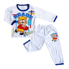 Skabe Baju Anak Bayi Putih Tangan Panjang Stelan Kaos 1497 - Biru