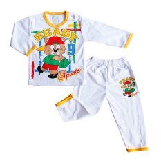 Skabe Baju Anak Bayi Putih Tangan Panjang Stelan Kaos 1497 - Kuning